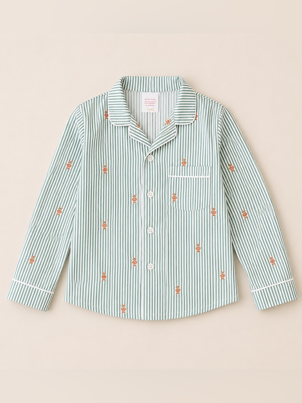 Wondershop Mint Green Striped Men's Pajama Top with Orange Teddy Motif